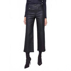 NEW CHARLIE B wax twill flare leg pant with welt front pocket in black